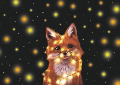 Флажок настольный Fox And Christmas Lights 2