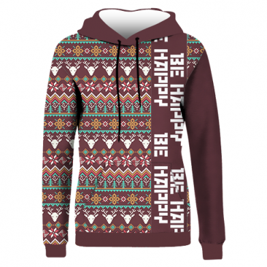 Принт Женская 3D худи Be Happy - Deers Pattern, Фото № 2 - FATLINE