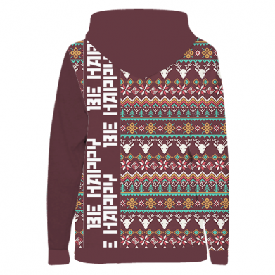 Принт Женская 3D худи Be Happy - Deers Pattern, Фото № 2 - FATLINE