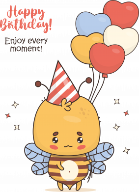 Мужская худи Happy birthday! Пчелка с воздушными шариками 2