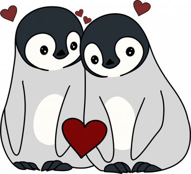 Худі оверсайз Пара закоханих пінгвінів 2