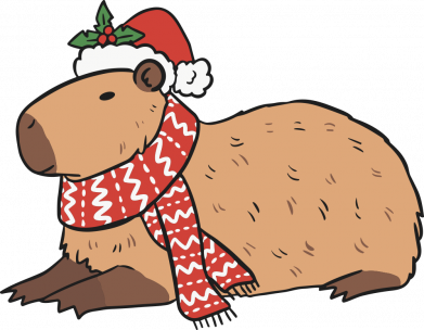 Футболка оверсайз FATLINE Новогодняя капибара в шапке 2