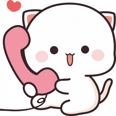 Белый котик с телефоном