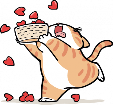 Принт Бутылка металлическая Jumbo Кот с корзиной сердечек, Фото № 2 - FATLINE