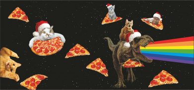 3D пенал Динозавр и рождественские коты с пиццей 2