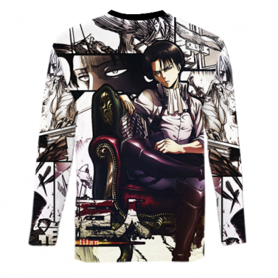Принт Мужской 3D лонгслив Attack on Titan Кapral Levi, Фото № 2 - FATLINE
