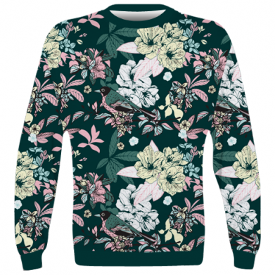 3D свитшот Birds and summer flowers 2