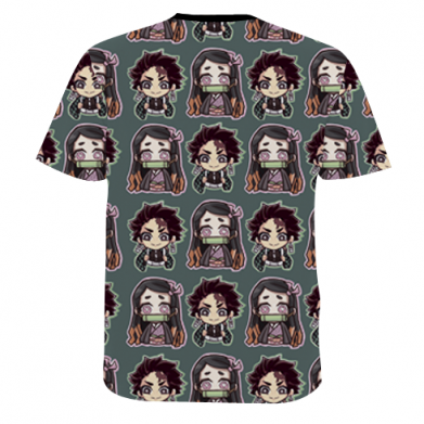 Мужская 3D футболка Cute Tanjiro with Nezuko 2