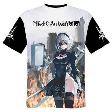 Принт Мужская 3D футболка Nier Automata 2B, Фото № 2 - FATLINE