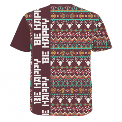 Мужская 3D футболка Be Happy - Deers Pattern 2