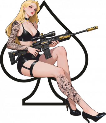 Кружка 320ml Military girl spades 2