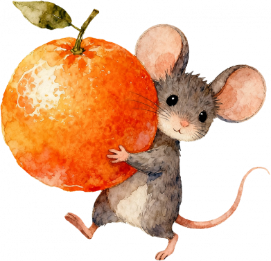 Цветной фартук Милая мышка с апельсином 2