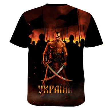 Мужская 3D футболка Огненный герб Украины 2