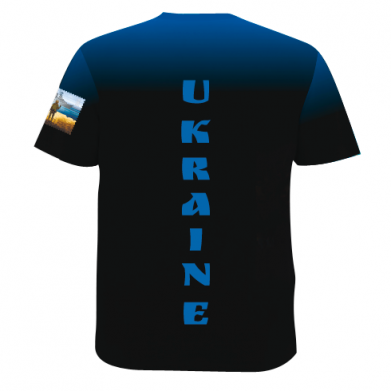 Мужская 3D футболка Герб Украины в желто - голубом огне 2