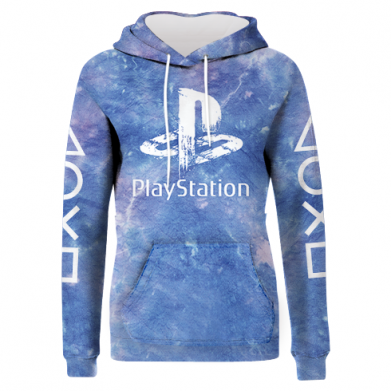 Принт Жіноча 3D худі Playstation on tai dai background, Фото № 2 - FATLINE