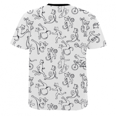 Мужская 3D футболка Cat on sport random 2