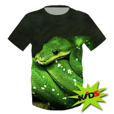 Принт Дитяча футболка 3D Green snake macro, Фото № 2 - FATLINE