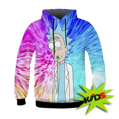 Принт Детская 3D худи Rick is a colorful illusion, Фото № 2 - FATLINE
