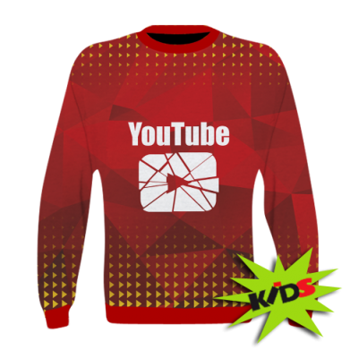 Принт Детский 3D свитшот Youtube low poly, Фото № 2 - FATLINE