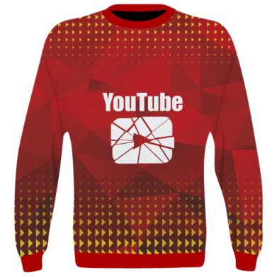 Принт 3D свитшот Youtube low poly, Фото № 2 - FATLINE