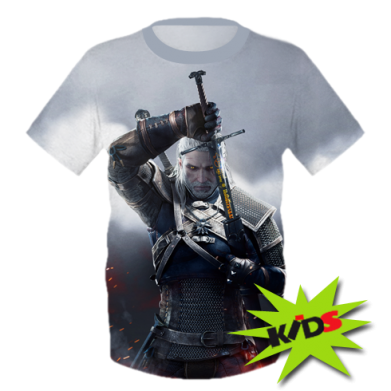 Принт Детская 3D футболка Witcher with a sword, Фото № 2 - FATLINE