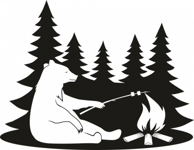 Шеврон круглый Bear on picnic 2