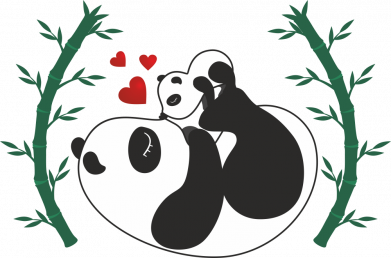 Шеврон круглый Панда мама и малыш 2