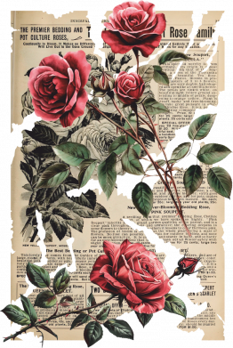 Retro newspaper and roses