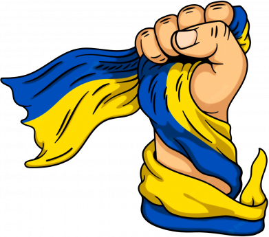 Рука с украинским флагом