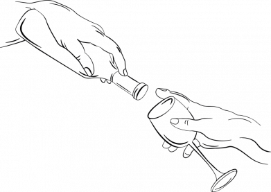Кружка 320ml Hands with bottle and glass 2