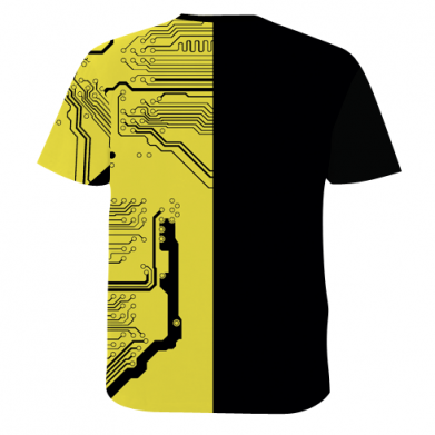 Мужская 3D футболка Cyberpunk black and yellow 2