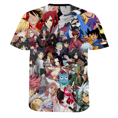 Мужская 3D футболка Many Anime heroes 2