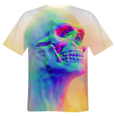 Принт Мужская 3D футболка Skull of neon, Фото № 2 - FATLINE