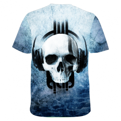 Чоловіча 3D футболка Skull in headphones 2