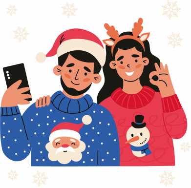 Мужская футболка Stedman Рождественская пара в свитерах 2