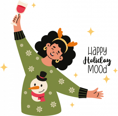 Новогоднее настроение с Девушкой с бокалом вина