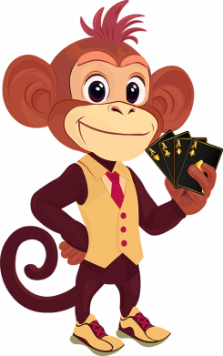 Забавная обезьяна, играющая в карты