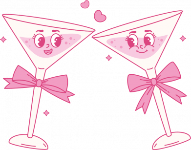 Тост! Пара рожевих закоханих келиха