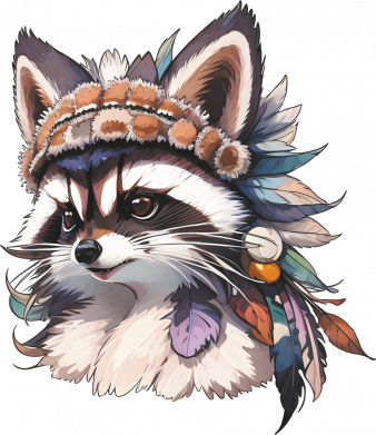 Женская футболка енот шаман 2