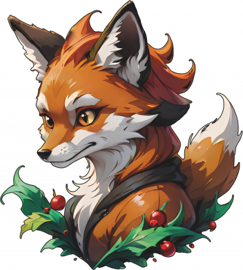 Шапка на флисе Лиса и рождественские мотивы 2