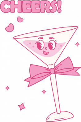 Cheers! Тост і рожевий скляний персонаж