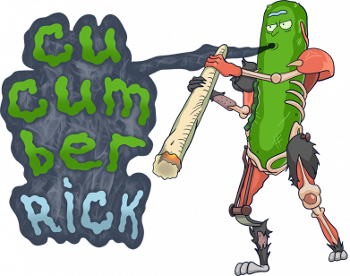 Шеврон закругленный прямоугольный Огурчик Рик курит 2