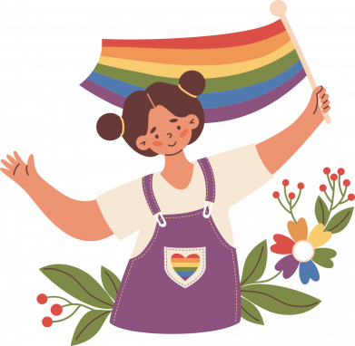 Девушка с радужным флагом