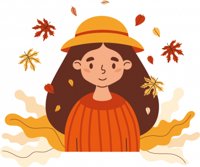 Кепка-тракер премиум Осенняя милая девочка с листьями 2