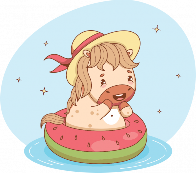 Термобутылка Viano Лошадка плавает на круге арбузе 2