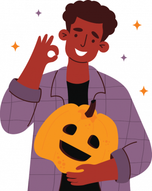 Мужская футболка Stedman Счастливый парень с тыквой Джека 2