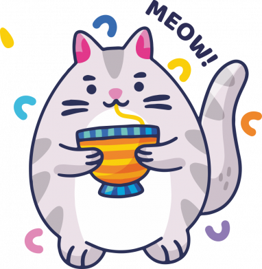 Цветной фартук кот толстый прикольный с чашкой цветной 2