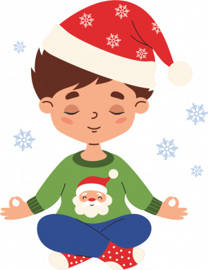 Кружка 320ml Рожественский Мальчик Йог в Шляпе Санты 2