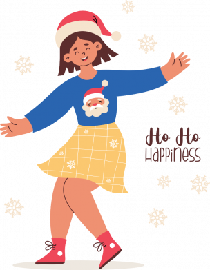 Мужская футболка Stedman Счастливая Новогодняя Девушка в Шляпе Санты 2