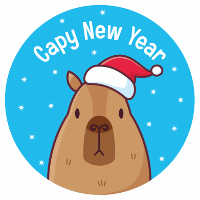 Шапка на флисе Happy Capy New Year 2